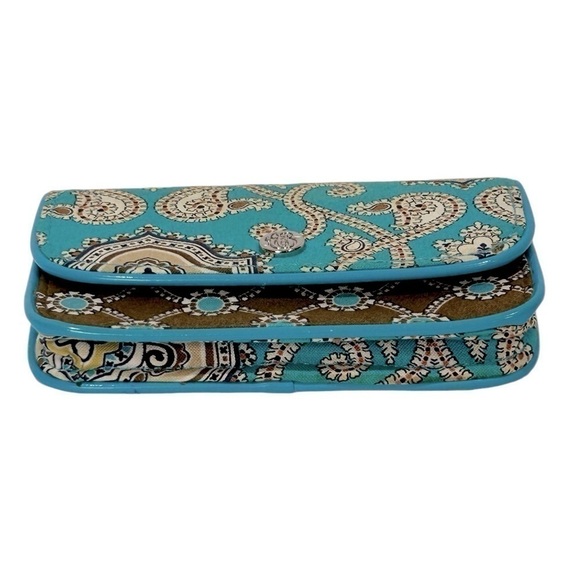 Vera Bradley Quickstep Wallet Totally Turq Turquoise/Brown/Tan EUC - Picture 4 of 6